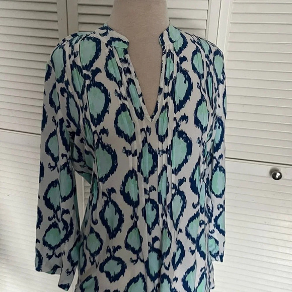 Lilly Pulitzer Sarasota Tunic top Resort White Hook You In blue green medium - Picture 2 of 12